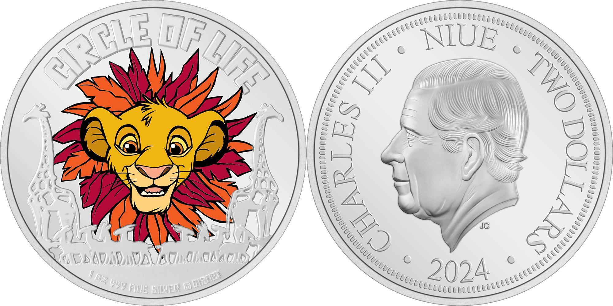 2 Dollars CIRCLE OF LIFE Lion King 1 Oz Silver Coin 2$ Niue 2024 Proof |  MA-Shops
