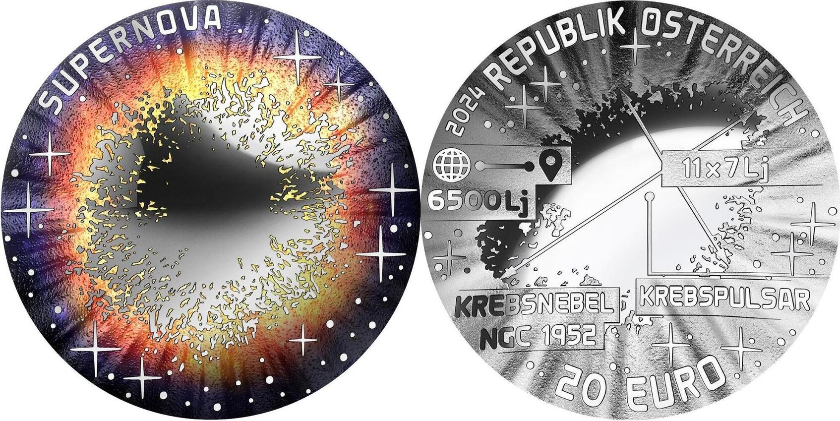 20 Euro SUPERNOVA Uncharted Universe Silver Coin 20€ Euro Austria 2024