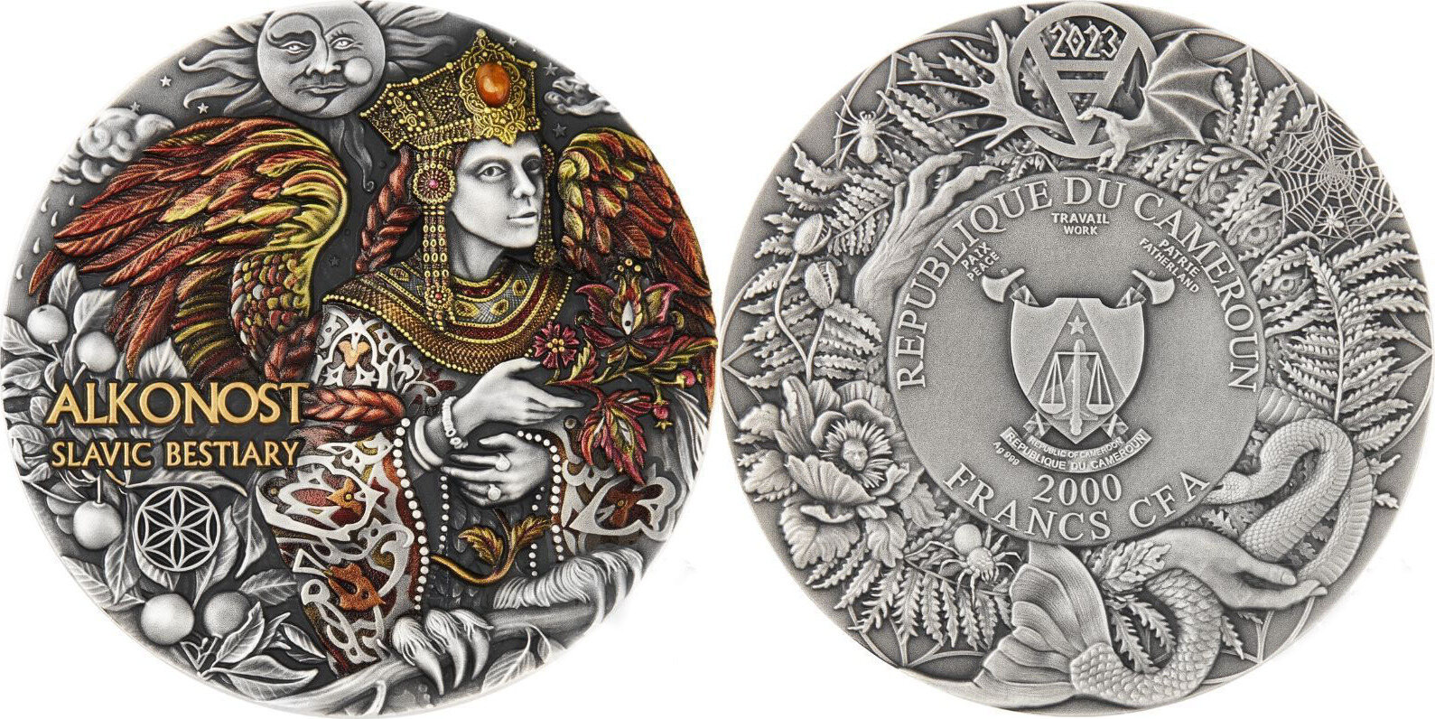 2024 ALKONOST Slavic Bestiary 3 Oz Silver Coin 2000 Francs Cameroon 2023  Antique Finish | MA-Shops