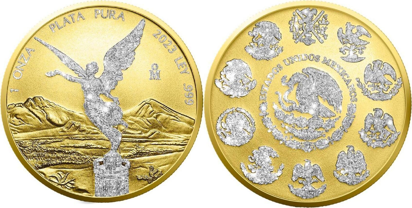 LIBERTAD Diamond Dust Gold 1 Oz Silver Coin Mexico 2023 BU - Brilliant  Uncirculated | MA-Shops