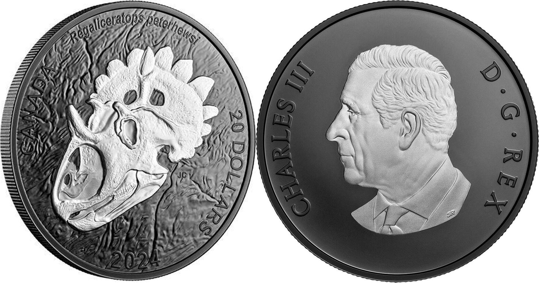 20 Dollars ROYAL HORNED FACE Discovering Dinosaurs 1 Oz Silver Coin 20$  Canada 2024 Proof | MA-Shops