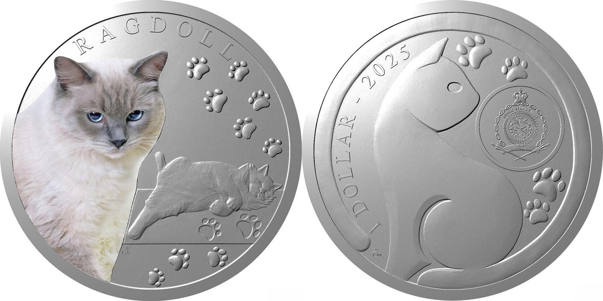 1 Dollar RAGDOLL Cat Breeds 1 Oz Silver Coin 1$ Niue 2025 Proof | MA-Shops