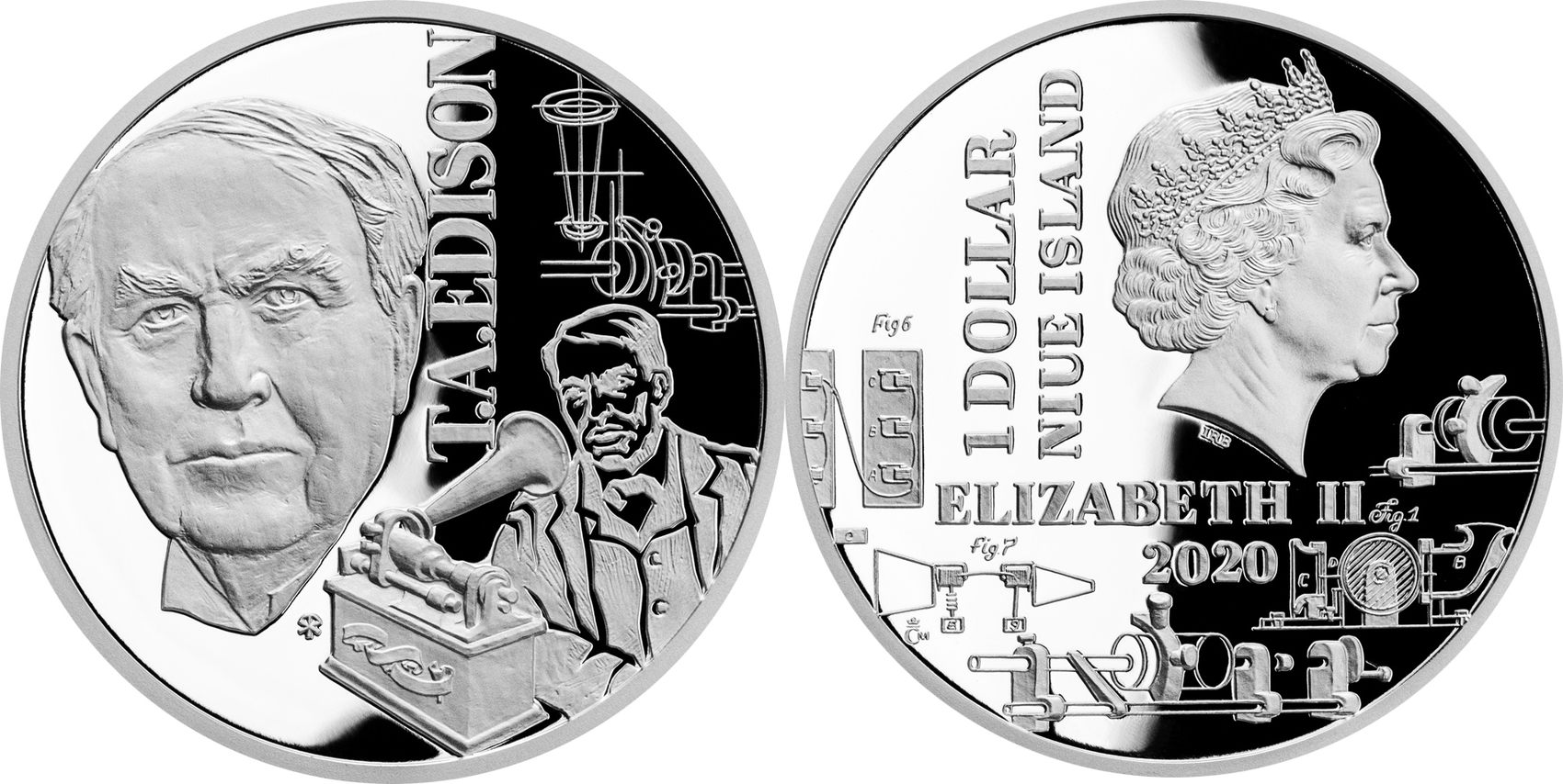 1 Dollar Thomas Alva Edison 19th Century Geniuses 1 Oz Silver Coin 1