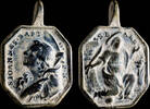 RELIGIOUS MEDALS Religious medal XVI-XVII centuries, S. john Baptist / S. Barbara - 33x23 mm. -