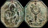 RELIGIOUS MEDALS Medal XVI-XVIII centuries, Santo Sacramento / S. Francisco Paula - 39x34 mm. -