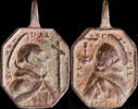 RELIGIOUS MEDALS Medal XVI-XVII centuries, S. Pedro Alcantara / S. Pascual Bailon - 29x20 mm. -