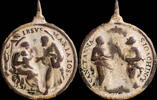 RELIGIOUS MEDALS Medal XVI-XVII centuries, Sagrada Familia / S. Ana y S. Joaquin - 43x33 mm. -