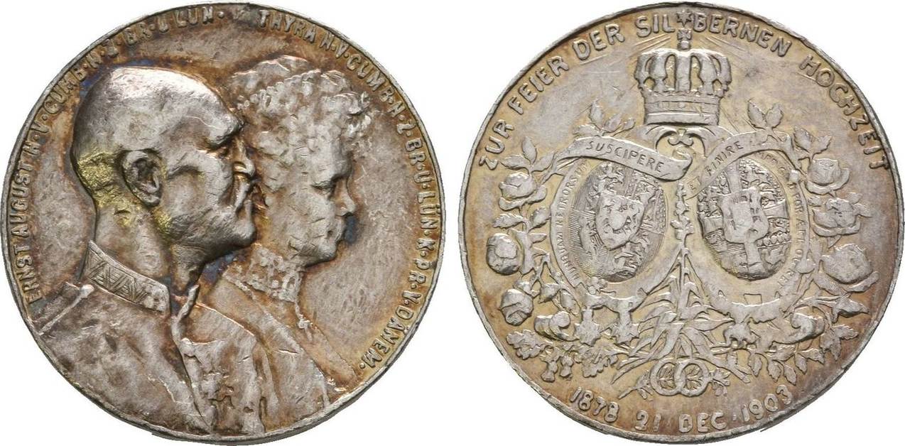 Ernst August Von Hannover 1845 1923 Braunschweig Calenberg Hannover: Silbermedaille Silberne Hochzeit 1903