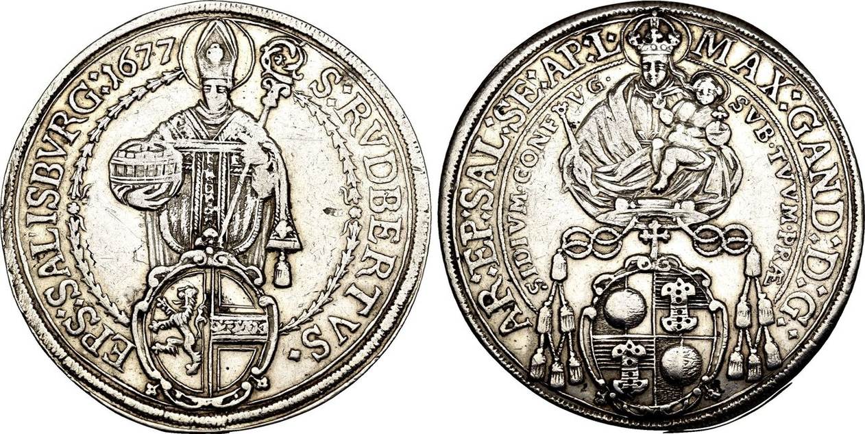 Salzburg Erzbistum: Taler 1677 Max. Gandolph Graf Kuenburg, 1668-1687 ...