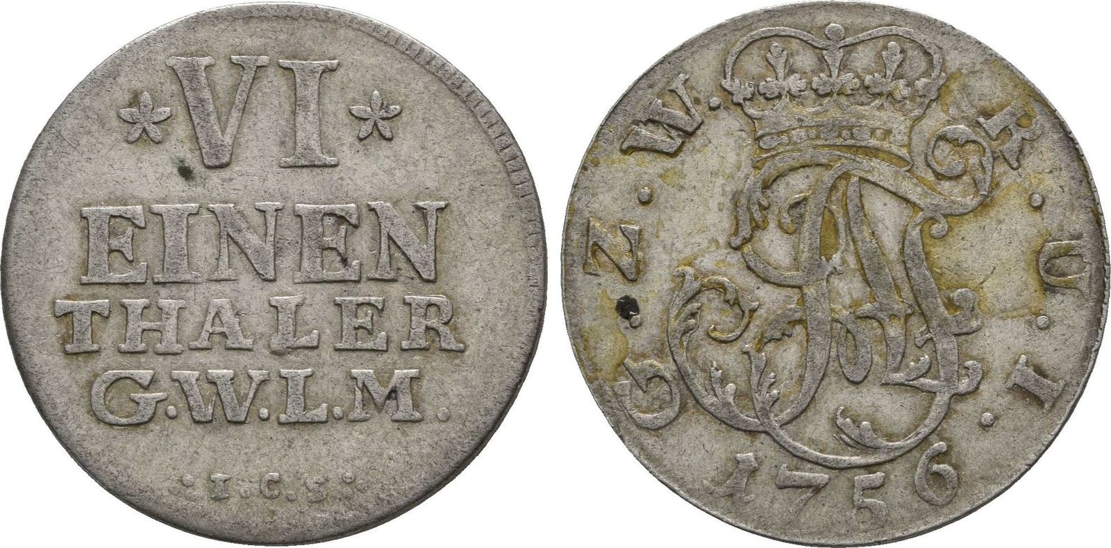 Wied Neuwied: 1/6 Taler Neuwied 1756 Johann Friedrich Alexander, 1737 ...