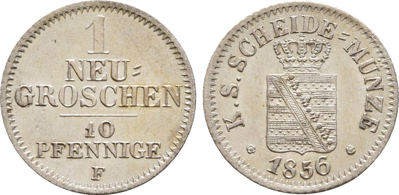 Sachsen: 1 Neugroschen 1856 F Johann, 1854-1873: UNC | MA-Shops