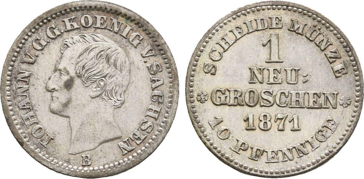 Sachsen: 1 Neugroschen 1871 B Johann, 1854-1873: VF-EF | MA-Shops