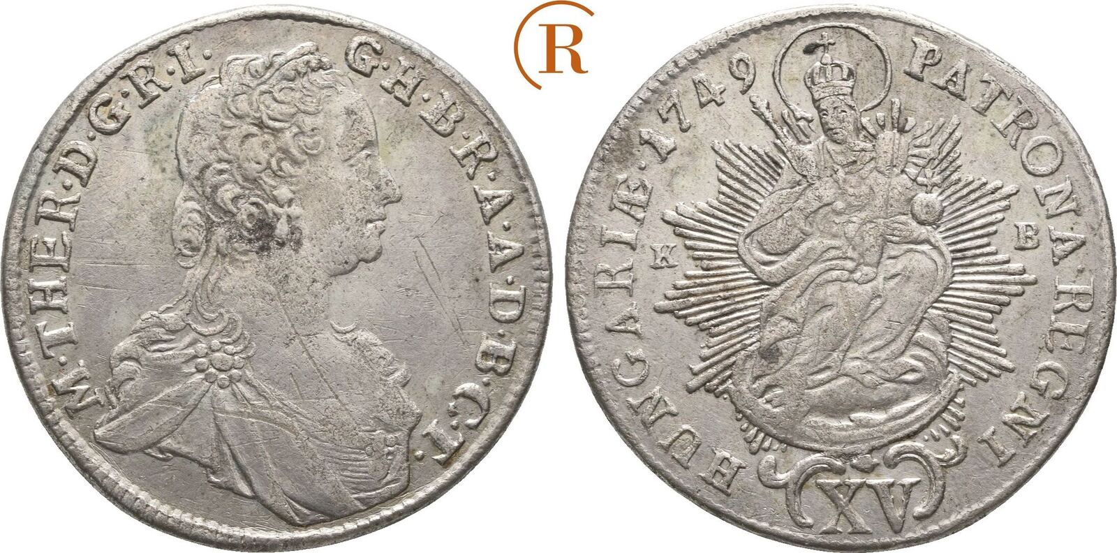 Habsburg: 15 Kreuzer Kremnitz 1749 KB Maria Theresia, 1740-1780: VF+ ...