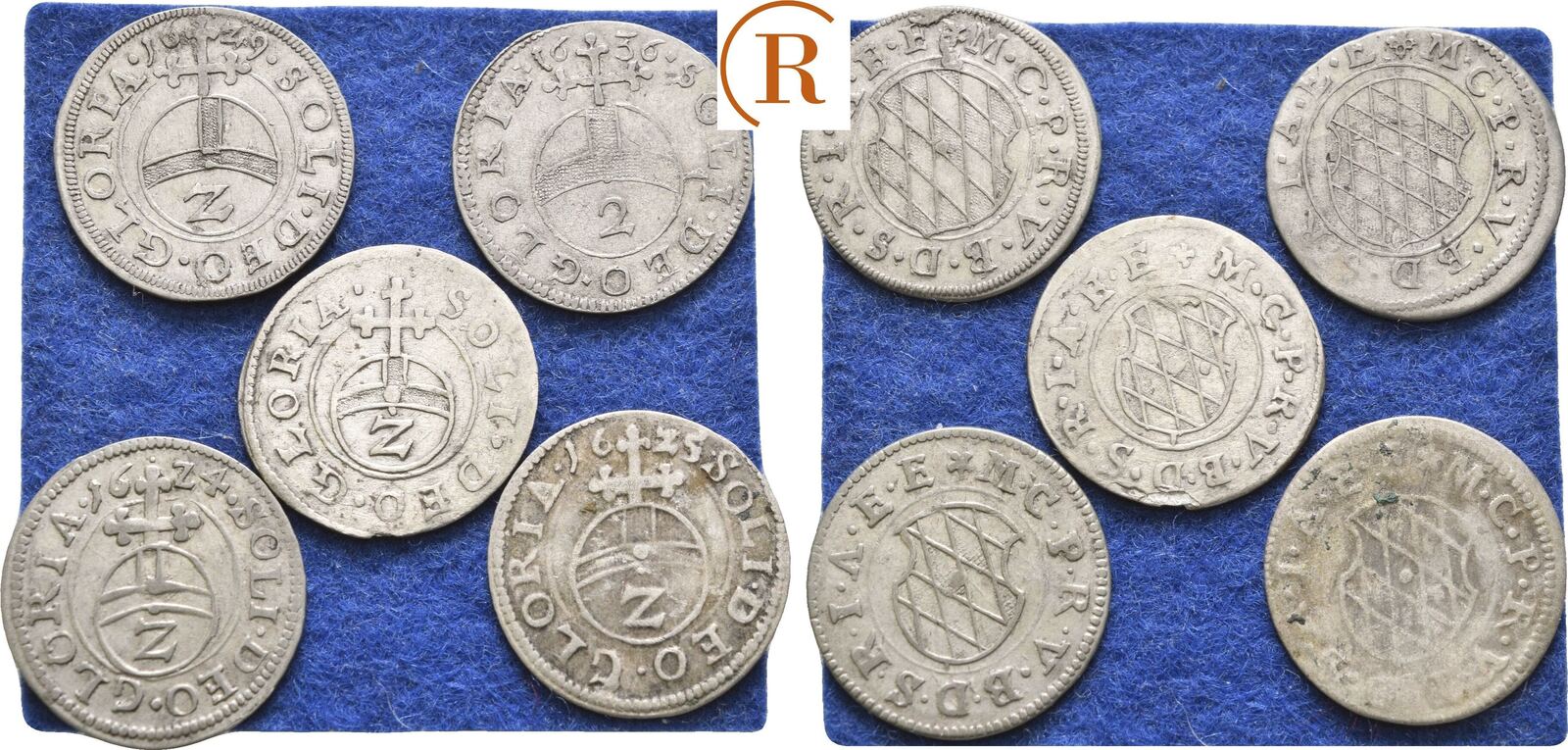 Bayern: Lot 5 X 1/2 Batzen O.J., 1624, 25, 29 + 36 Maximilian I, 1623 ...