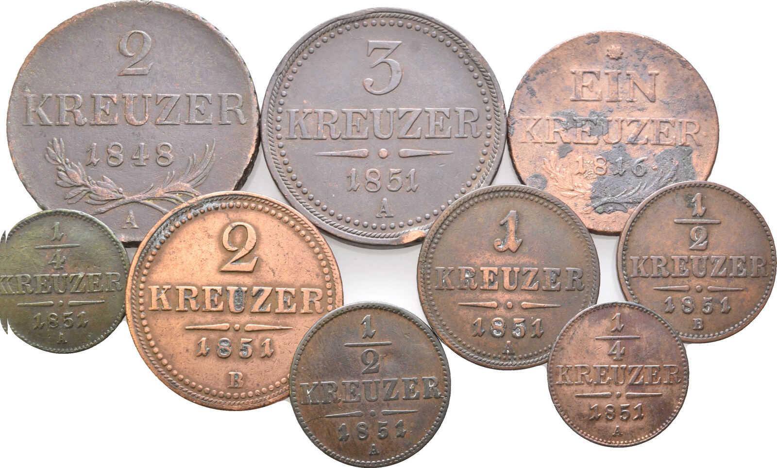 Habsburg: Lot von 9 Bronzemünzen meist VF | MA-Shops