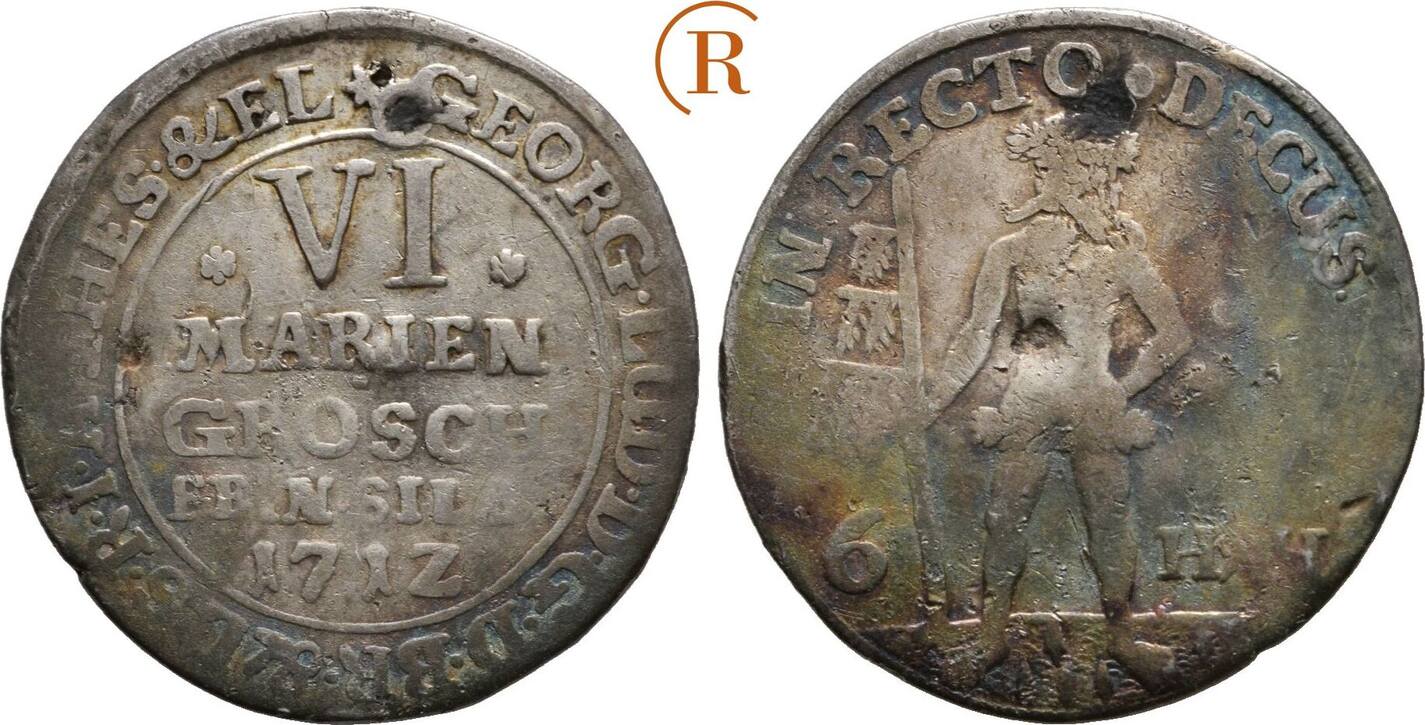 Braunschweig Calenberg Hannover: 6 Mariengroschen Zellerfeld 1712 HH ...