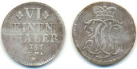 Trier Erzbistum: 1/6 Taler Kriegsgeld Johann Philipp, 1756-68: -