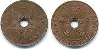 Belgisch Kongo: 2 Centimes Leopold II. von Belgien, 1885-1909: -