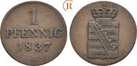 Sachsen: 1 Pfennig Friedrich August II, 1836-1854: -