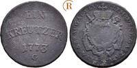 Augsburg Bistum: 1 Kreuzer Günzburg 1773 G Clemens Wenzel von Sachsen, 1768-1794: VF starke Fundpatina