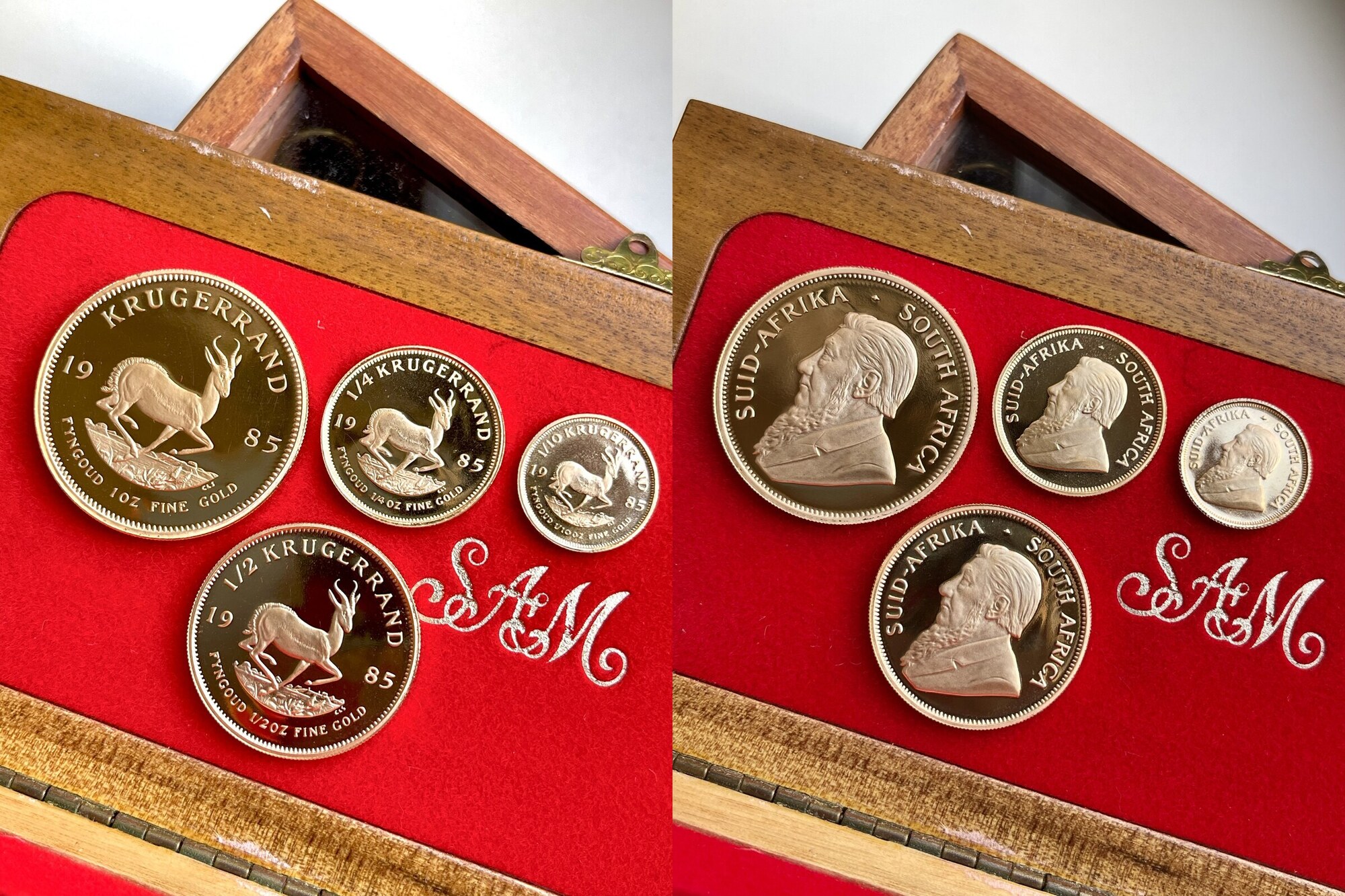 S dafrika KRand Krugerrand 1985 Proof Prestige Set 4 Coins Gold MA Shops s-dafrika-krand-krugerrand-1985-proof-prestige-set-4-coins-gold-ma-shops
