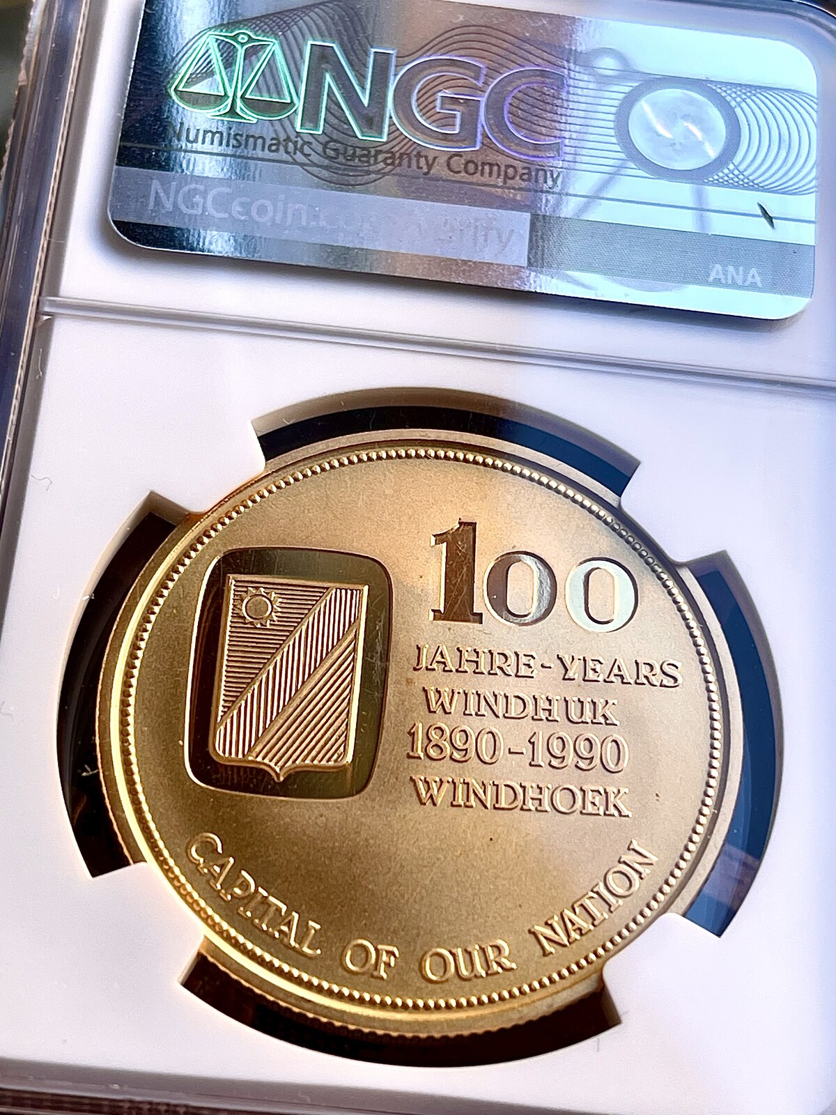 G.W.AFRICA GOLD Namibia 100 years Windhoek 1990 NGC PF 69 ULTRA