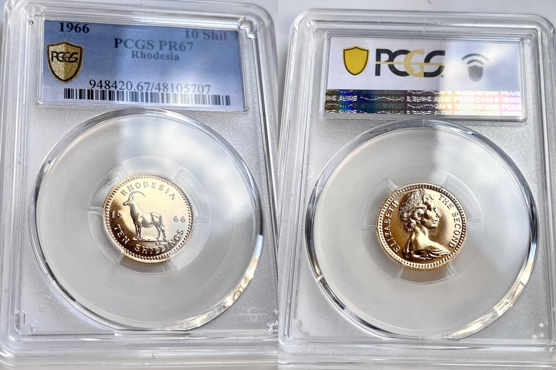 ローデシア 金貨 1966年 10シリング エリザベス女王2世 Rhodesia