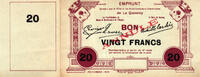   Frankreich France / Frankreich Le Quesnoy 20 Francs 1914 Annulé 