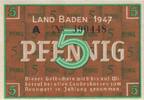 5 Pfennig 1947 Deutschland Ro 208b Serie A Land Baden unc ---K2 