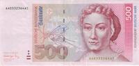 Deutschland 500 DM Deutsche Mark 1991 Ro 301a AA/A  461.33 US$  +  230.66 US$ shipping