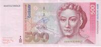 Deutschland 500 DM Deutsche Mark 1991 Ro 301a AA/G (580)  484.40 US$  +  230.66 US$ shipping