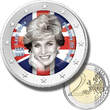 2 Euro Coloured Coin Set of 5 in Presentation Box - UK British Monarchy