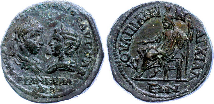 Coins From The Roman Provinces 241 244 N Chr Thrace Anchialos Ae Pentassarion 13 90 G 241 244 Gordianus Iii With Tranquillina Av Both Busts Face To Face Circumscri Ma Shops