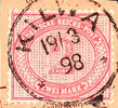 Deutsch-Ostafrika - Vorläufer 2 Mark dark red crimson on superb in every respect (choice copy) postal money order letter piece with single circle postmark KILWA 19. -