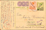 Serbien Ganzsachen 1, 50 Din. On 1 Din. Postal stationery postcard with additional franking 0, 50 Din. With double circle. LJIG 3 / 14.12.42 to P -
