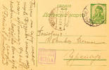 Serbien Ganzsachen 1, 50 Din. Postal stationery postcard with double circle. DELIBLATO 26. XII. 43 as well censorship stamp 013 / VB the censor o -