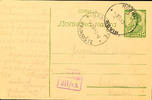 Serbien Ganzsachen 1, 50 Din. Postal stationery postcard with single circle. KOVIN 3 / 1. XII. 44 as well censorship stamp 011 / V B the censor o -