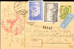 Serbien Ganzsachen 1, 50 Din. Postal stationery postcard with additional franking 4 Din (over margin fixed and defects) and 7 Din. With single circ -