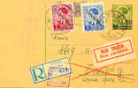 Serbien Ganzsachen Postal stationery postcard from kingdom Yugoslavia with value cancel 1 Din, the with D. 1, 50 and SRBIJA overprinted is, as well -