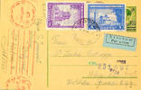 Serbien Ganzsachen Postal stationery postcard from kingdom Yugoslavia with value cancel 1 Din, the with D. 1, 50 and SRBIJA overprinted is, and wit -