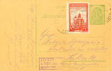 Serbien Ganzsachen Postal stationery postcard with value cancel 1, 50 Din. And additional franking over 1 Din. Because postage increase on 2 Din. F -