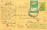 Serbien Ganzsachen Postal stationery postcard with value stamp 1, 50 Din. And additional franking over 1, 50 Din. For foreign postage as foreign-ca -