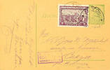 Serbien Ganzsachen Postal stationery postcard with value cancel 1, 50 Din. And additional franking over 2 Din. Because postage increase on 2 Din. F -