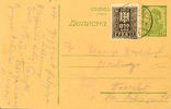 Serbien Ganzsachen Postal stationery postcard with value cancel 1, 50 Din. And from the post office resolved to do franking with postage due stamp -