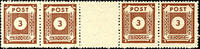 SBZ 3 Pf . Dark-orange-brown, horizontal gutter pair, mint never hinged, strong gum crease right in the gutter, scarce unit, new photo ex -