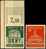 SBZ 44 Pf . dark green olive and 12 88 Pf. dark orange red, always horizontal unperforated, in perfect condition mint never hinged, new ab -