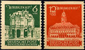 SBZ 44 Pf . dark green olive and 12 88 Pf. dark orange red, always horizontal unperforated, in perfect condition mint never hinged, new Lu -