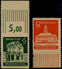 SBZ 44 Pf 6 ++ . Dark green and 12 ++ 88 Pf. Orange red, always from lower margin, horizontal unperforated, mint never hinged, Michel 350. -