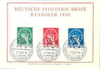 Berlin 10 Pfg to 30 Pfg monetary reform vitims, complete set to three values with special cancel Hanover 11.5.50 on fair card to the -
