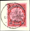 Deutsch-Ostafrika 60 Heller o. Watermark on on piece choise copy with single circle postmark AMANI DOA 1.12.08 (Michel 120,-) -